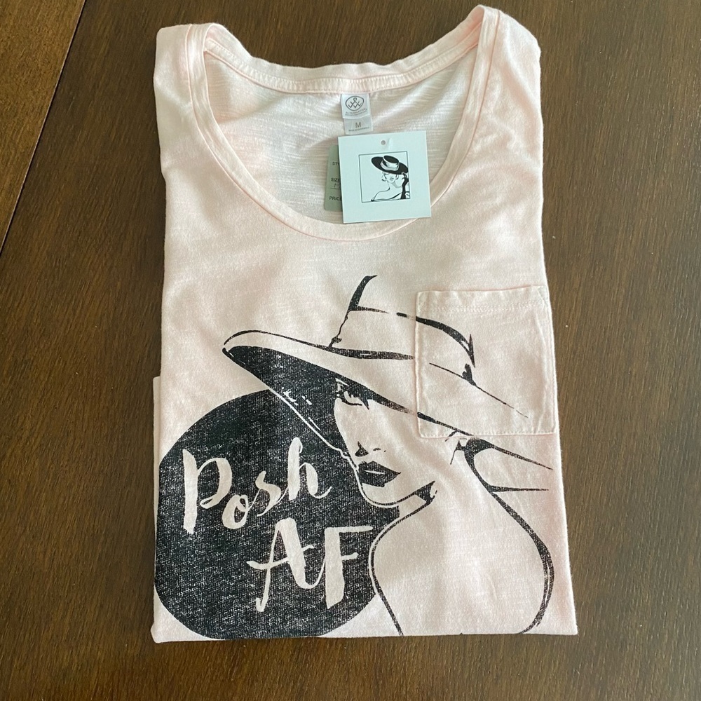 Posh AF Short Sleeve Pink Custom Tee Size Medium